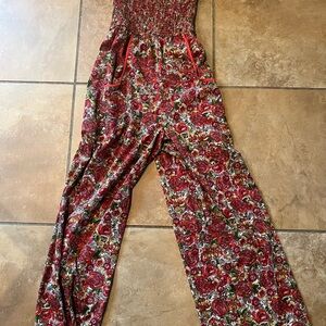 Band of Gypsies Red Floral Jumpsuit